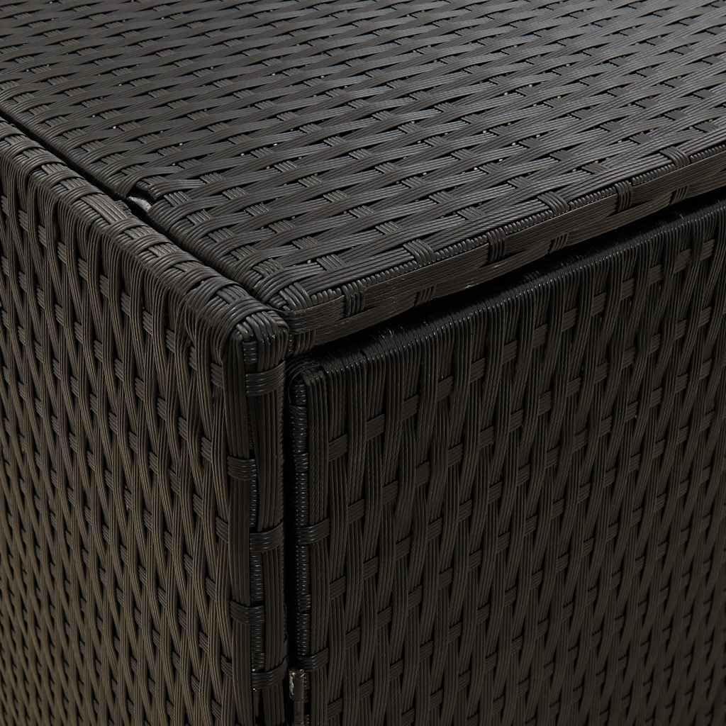 vidaXL Weather- Garden Storage Cabinet - Large Black Poly Rattan Chest with Solid Acacia Wood Handles and Steel Frame - Easy-Assembly Outdoor Furniture