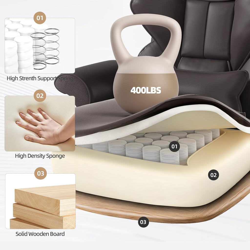 7-Point Massage Office Chair,Heated Manageral Chair,Ergonomic Executive Chair with Footrest,Adjustable Armrest，Computer Chair for Offices, Study Areas,Gaming Spaces,Brown