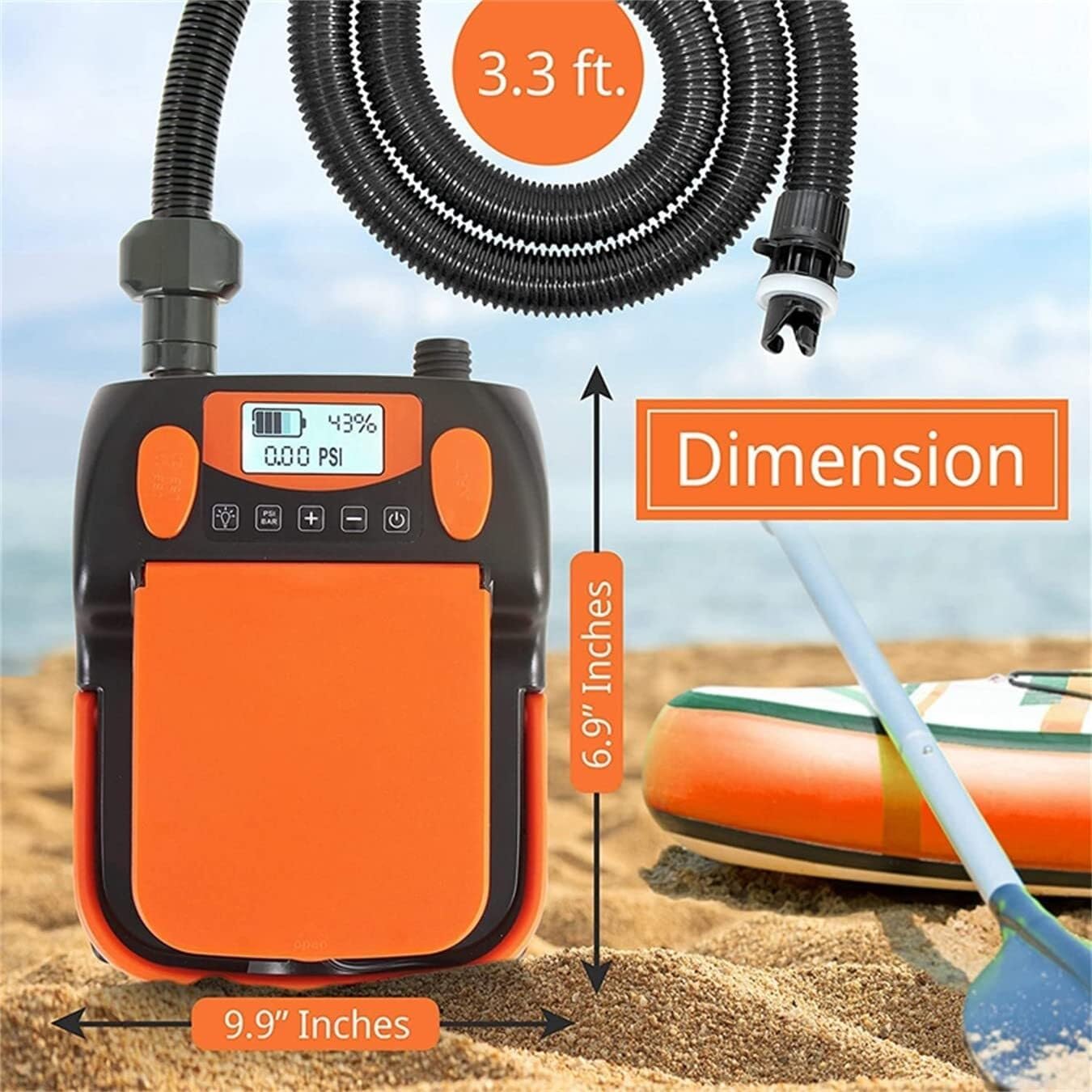 Paddle Board Air Pump,Rechargeable LCD Electric Air Pump,6000mah Rechargeable AC 110V/ DC 12V Powered High Pressure SUP Air Inflator/Deflator for Air Mattresses