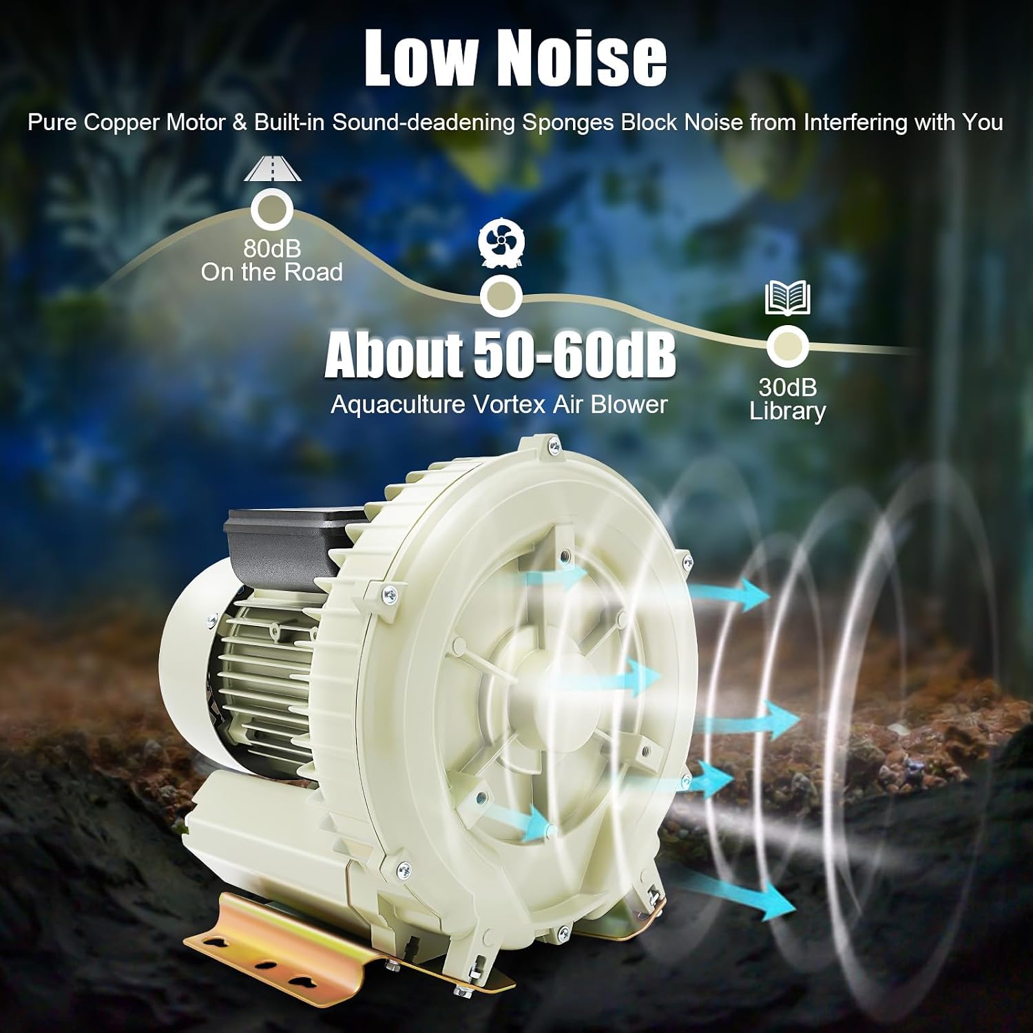 370W Electric Aquarium Air Pump 110V High Pressure Air Pump Blower for Aquaculture Aquarium Pond Fish Tank Output 60m³/H