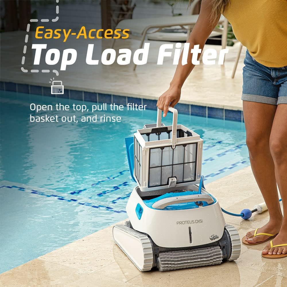 Dolphin Proteus DX5i Wi-Fi Automatic Robotic Pool Vacuum Cleaner Includes Caddy for Easy to Transport and Store, Ideal for In-Ground Pool up to 50 FT in Length