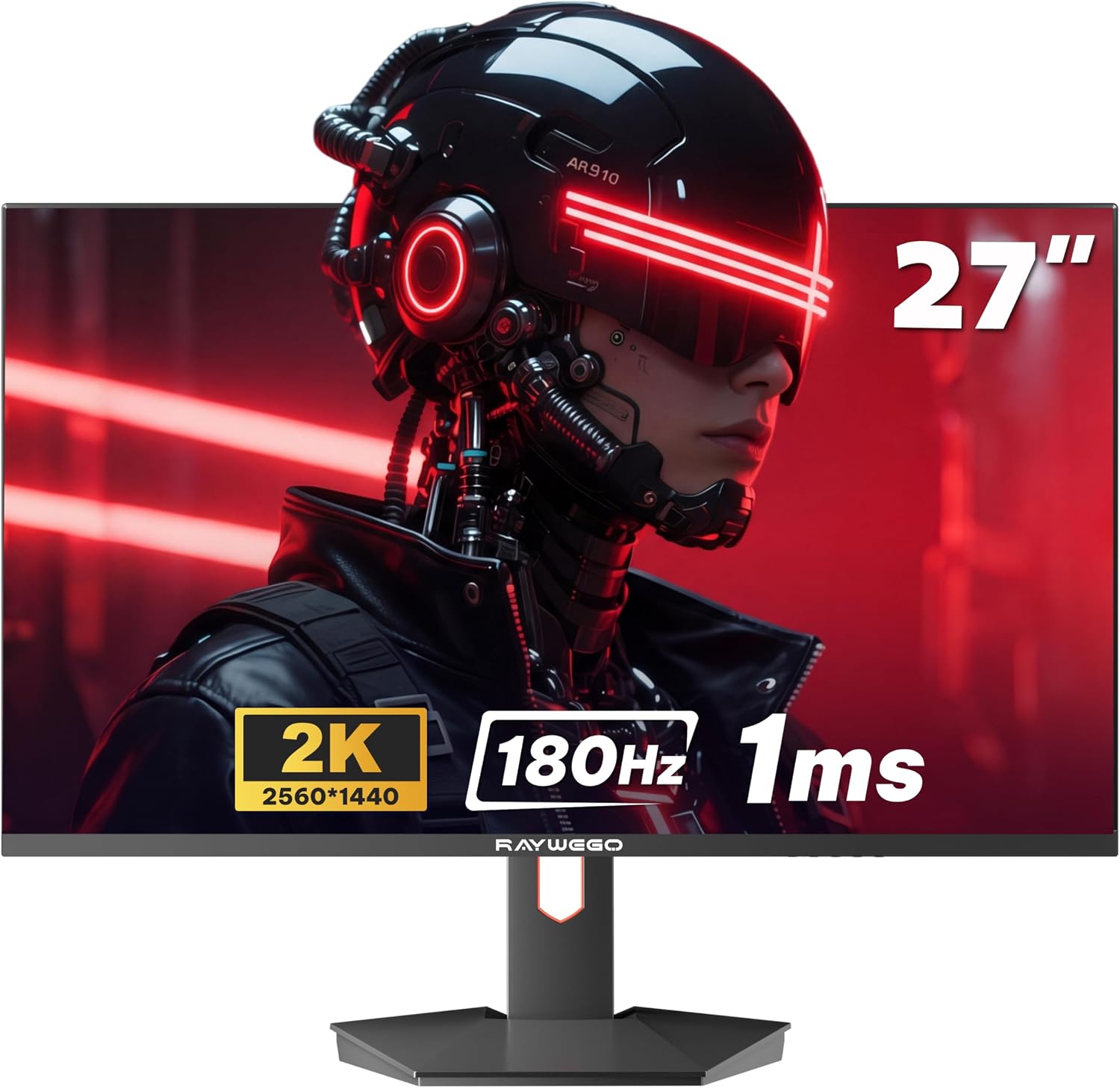 Raywego 27 inch 2K Gaming Monitor 180Hz, QHD 2560x1440 Computer Monitor, AMD FreeSync, HDMI 2.0 x2, DisplayPort, 99% sRGB for Gamers