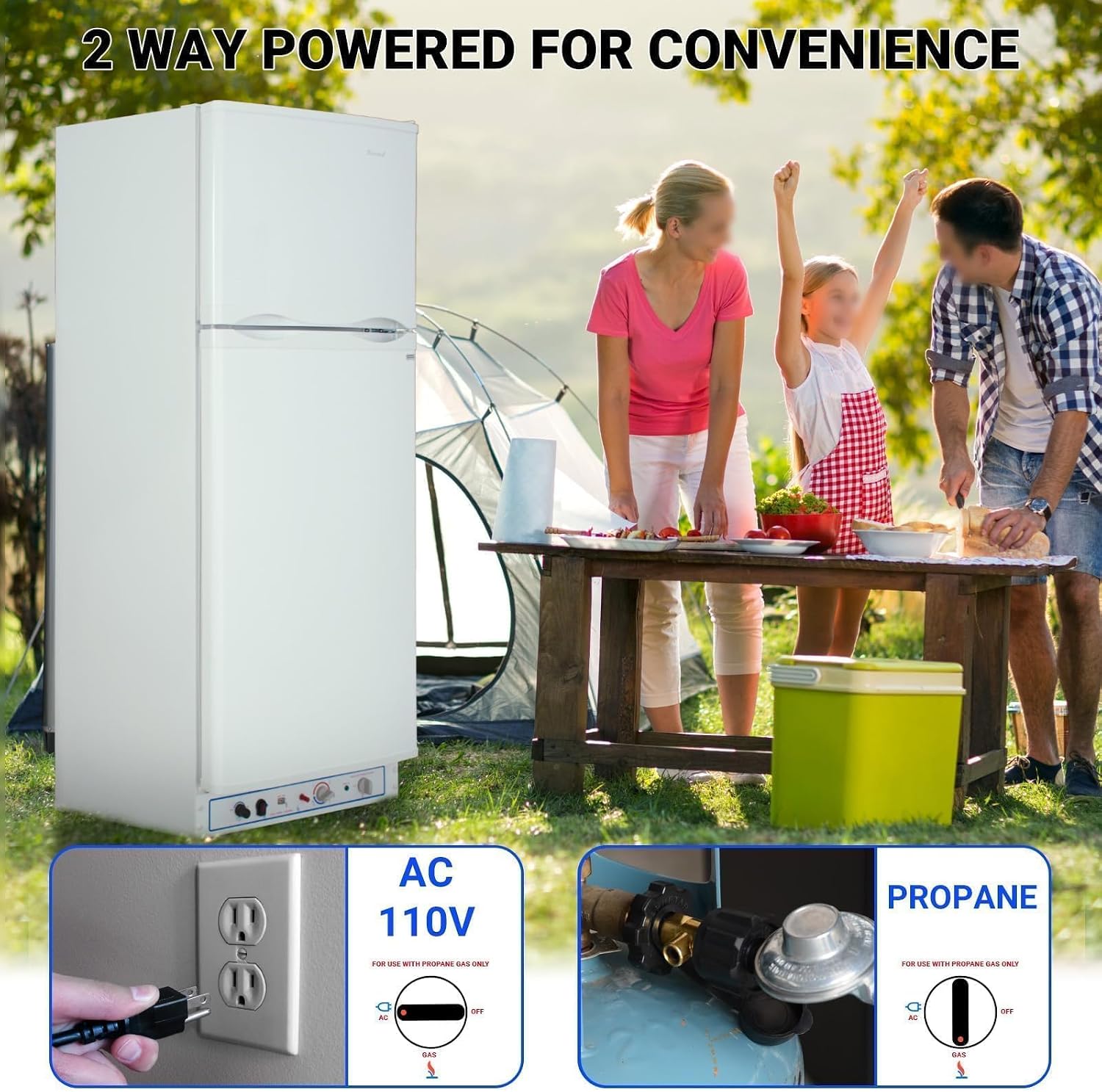 Smad Propane Refrigerator, Off Grid Propane Refrigerator with Freezer 9.3 cu.ft, 110V/Propane Fridge, Gas Fridge for Garage,RV,Food Truck,Chalets