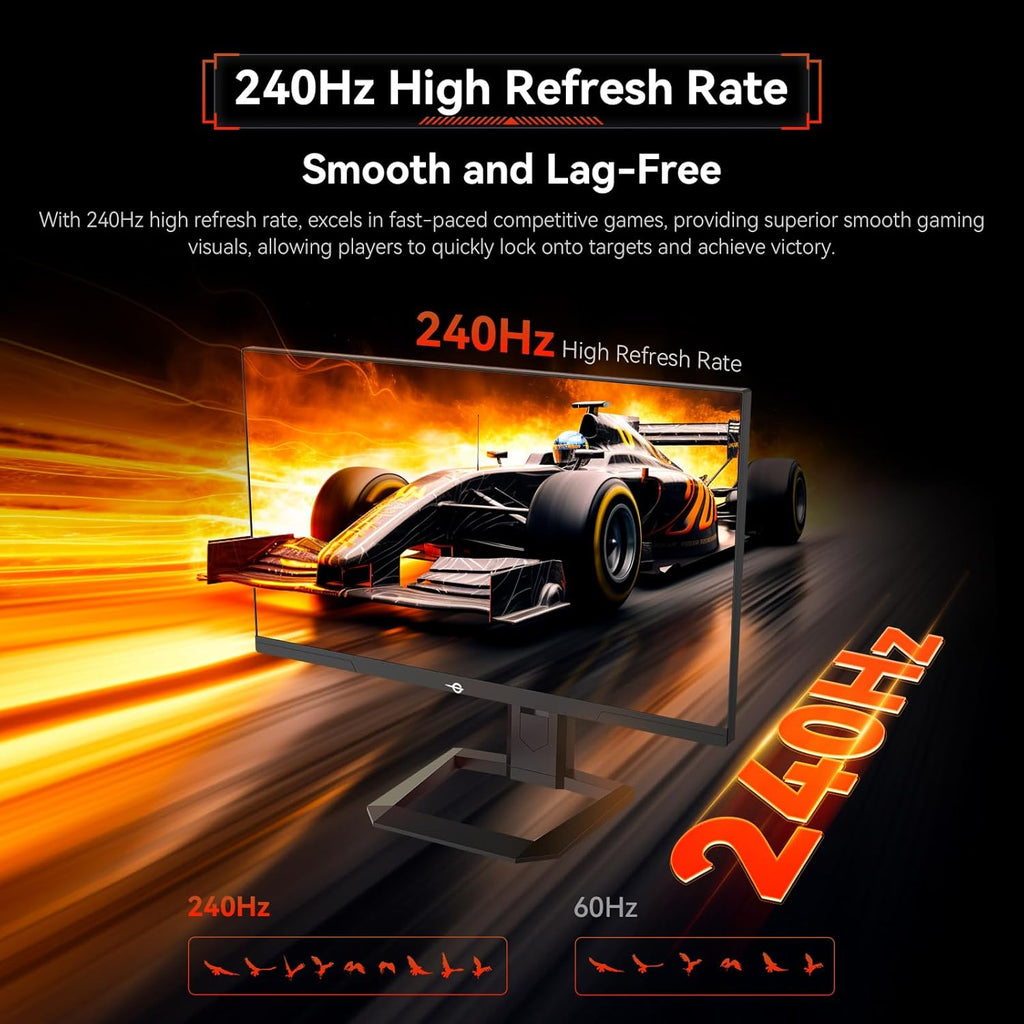 TITAN ARMY 24.5 Inch QHD 2560 x 1440p 240Hz Fast IPS Gaming Monitor,Adaptive-Sync 1ms 126% sRGB P2510S, Black