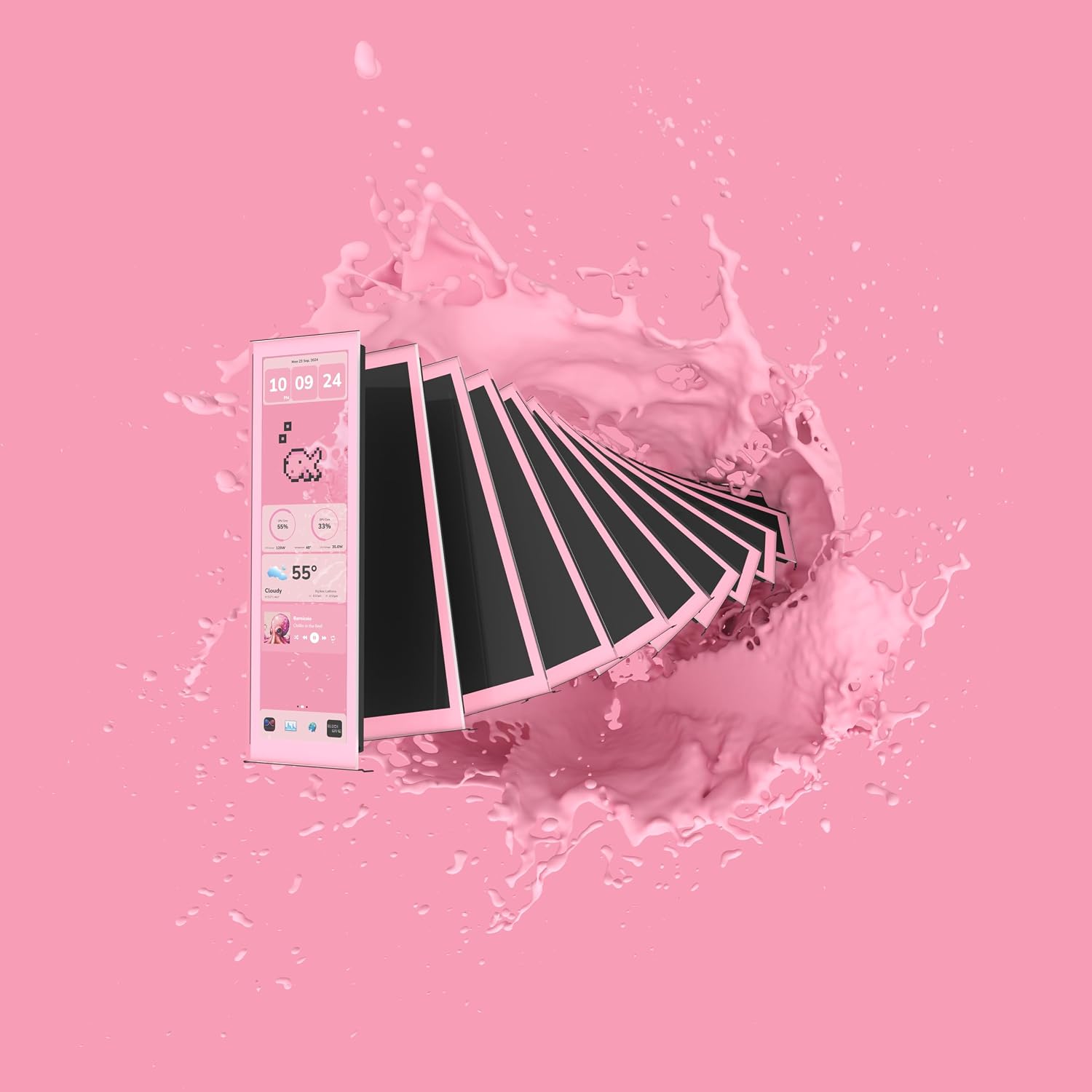 Hyte Y70 Touch Infinite Display Upgrade Screen Kit for PC Case - 14.9' IPS Display - 2.5K Resolution - 60Hz - 10-Point Touch - Strawberry Milk (Pink)