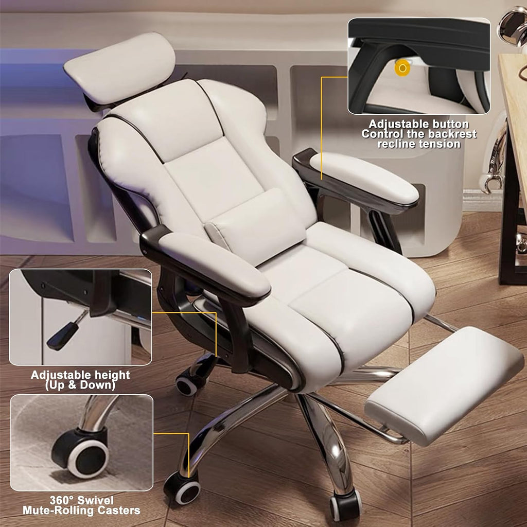 Executive Office Chair Reclining with Footrest Ergonomic Computer Desk with Lumbar Support Big and Tall Home High Back Gaming Chair for Office Home Study