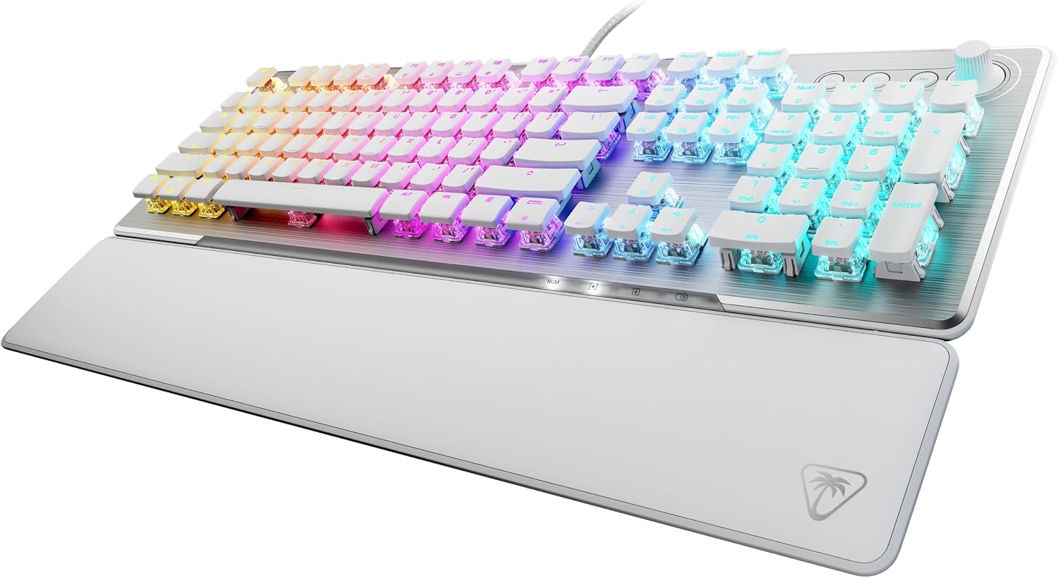Turtle Beach Vulcan II Max – Optical-Mechanical PC Gaming Keyboard, Customizable RGB Illuminated Keys and Palm Rest, Smart Keys, Titan II Smooth Linear Switches, 200M Keystroke Durability – White