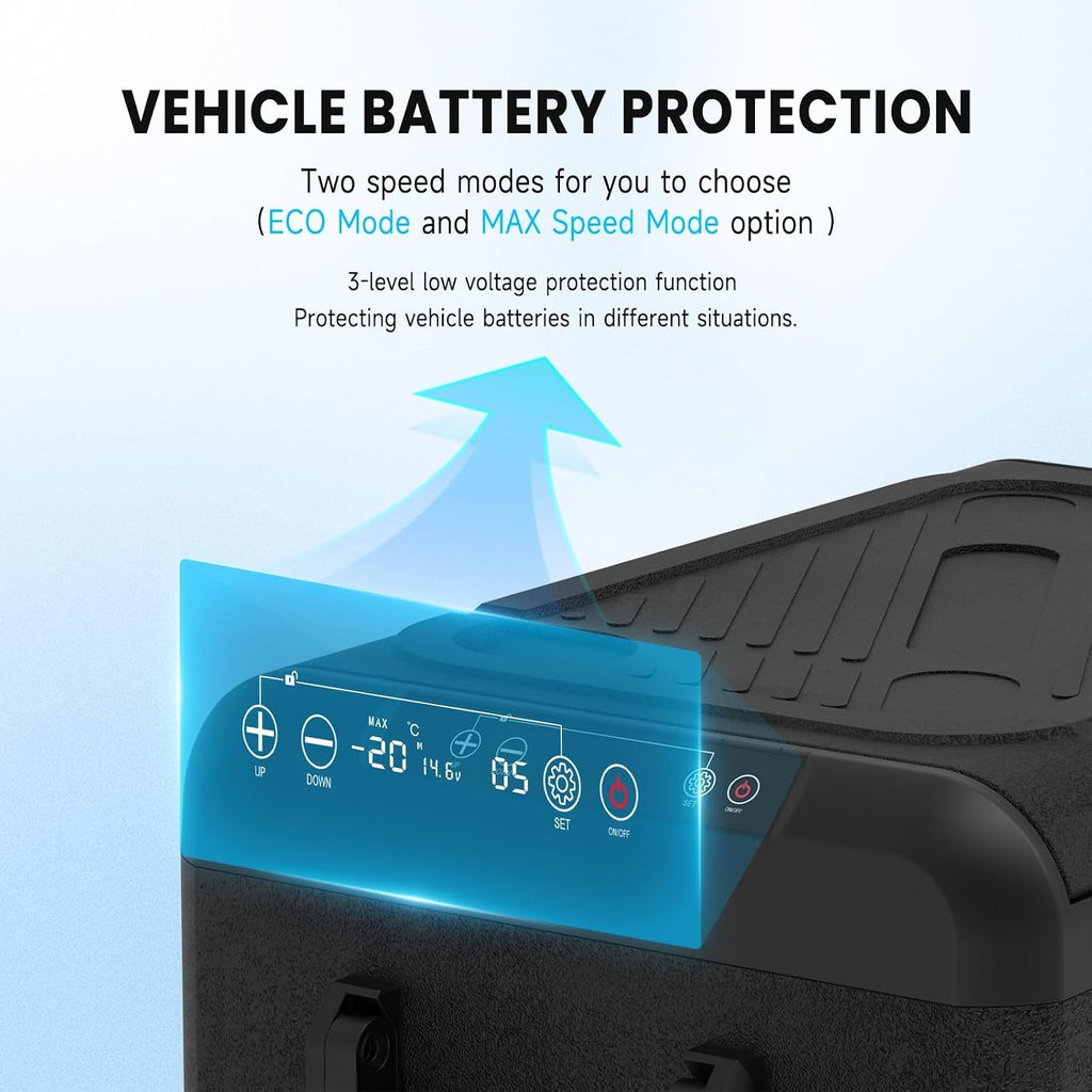 AS 50L/45QT Car Refrigerator, 12 Volt Portable Freezer Fridge, Car Compressor Refrigerator with 12/24V DC & 110-240V AC for Truck, RV, Boat, Camping and Travel