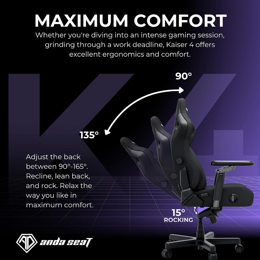 Anda Seat Kaiser 4 XL Gaming Chairs for Adults - Ergonomic Black PVC Leather Gaming Chair with 6D Armrest, Comfortable Office Seat with Lumbar Support, Heavy Duty Wide Gamer Seat