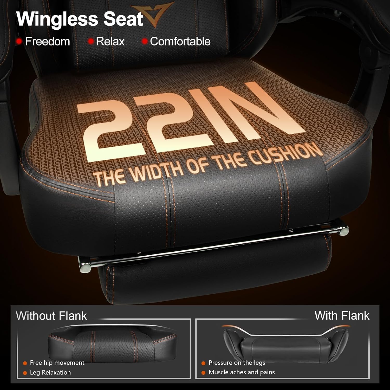 VITESSE Big and Tall Gaming Chair with Footrest,Ergonomic Video Gaming Chair with Oversized Headrest and Lumbar Support for Adults 400lb Weight Capacity,Computer Chair for Office or Gaming (Orange)
