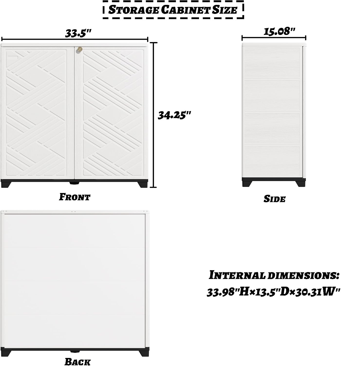 Mrosaa Outdoor/Indoor Storage Box,Resin and Plastic Storage Cabinet Waterproof,Outdoor Cabinet for Patio/Garden/Balcony/Backyard/All Room(NO Shelf-White)