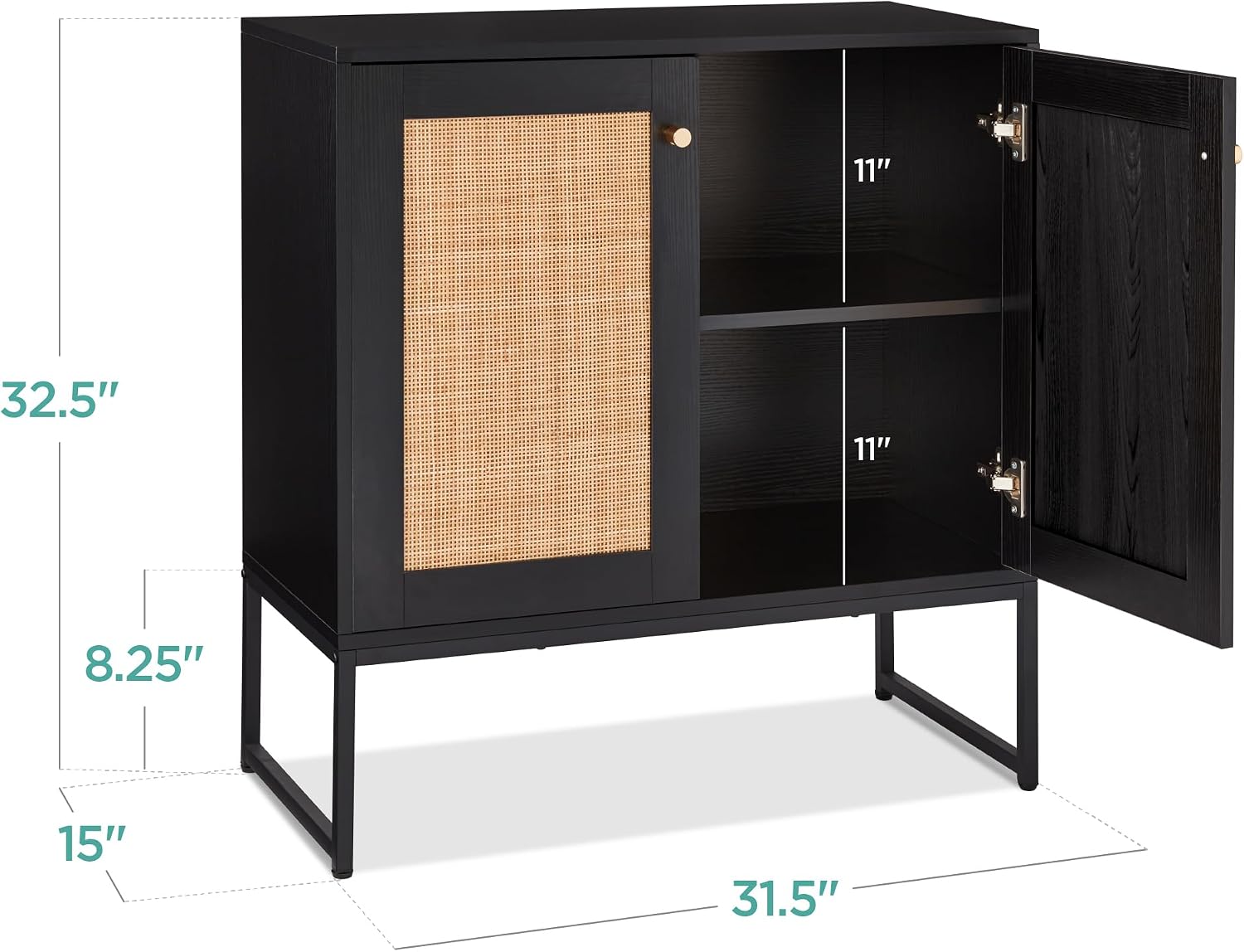 Best Choice Products 2-Door Rattan Storage Cabinet, Accent Furniture, Multifunctional Cupboard for Living Room, Hallway, Kitchen, Sideboard, Buffet Table w/Non-Scratch Foot Pads - Black