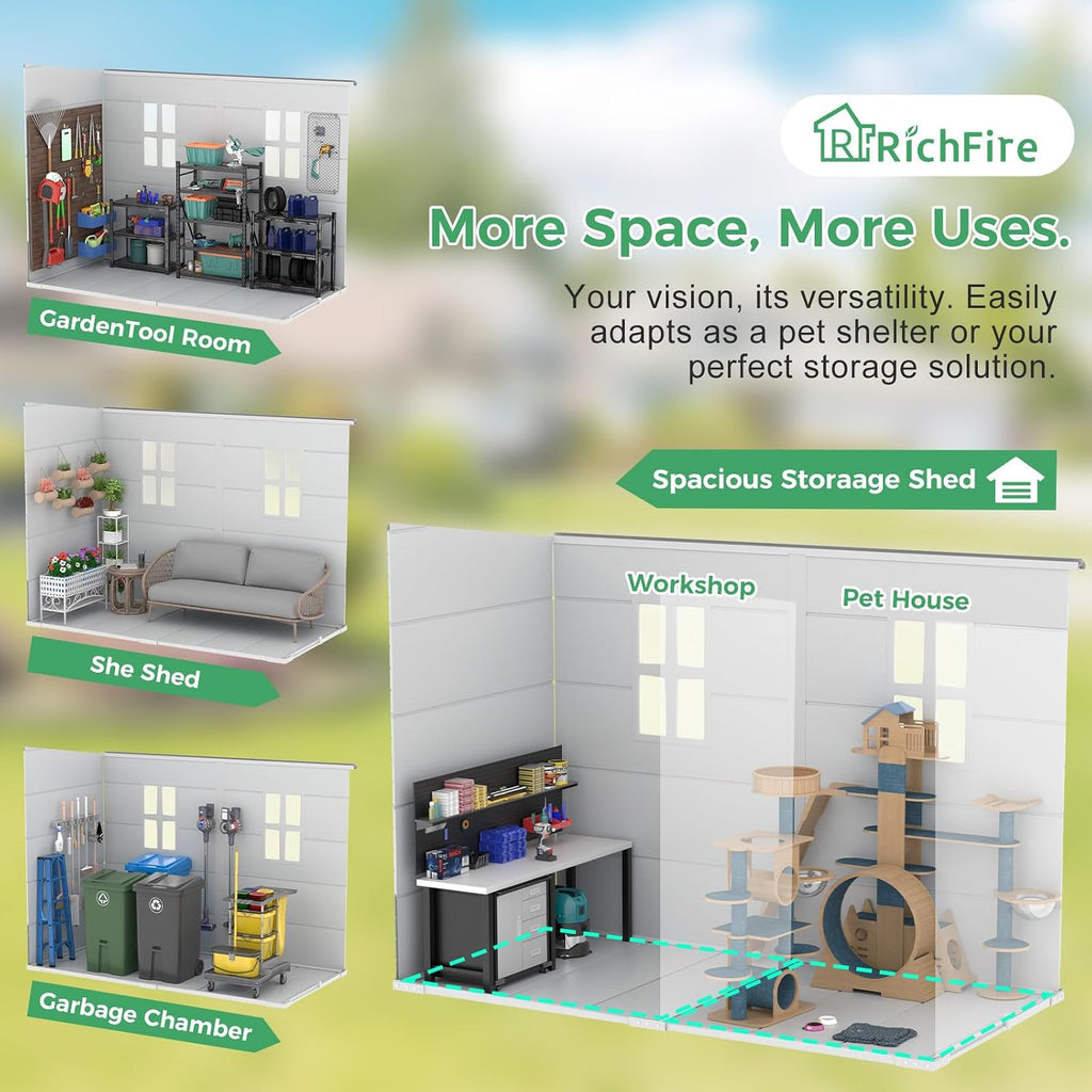 4x8 FT Outdoor Storage Shed with Floor, Upgraded Frame & 16mm Thickened Resin Walls, Space-Saving Lean-to Tool House with 2 Windows & Lockable Single Door for Side Yard