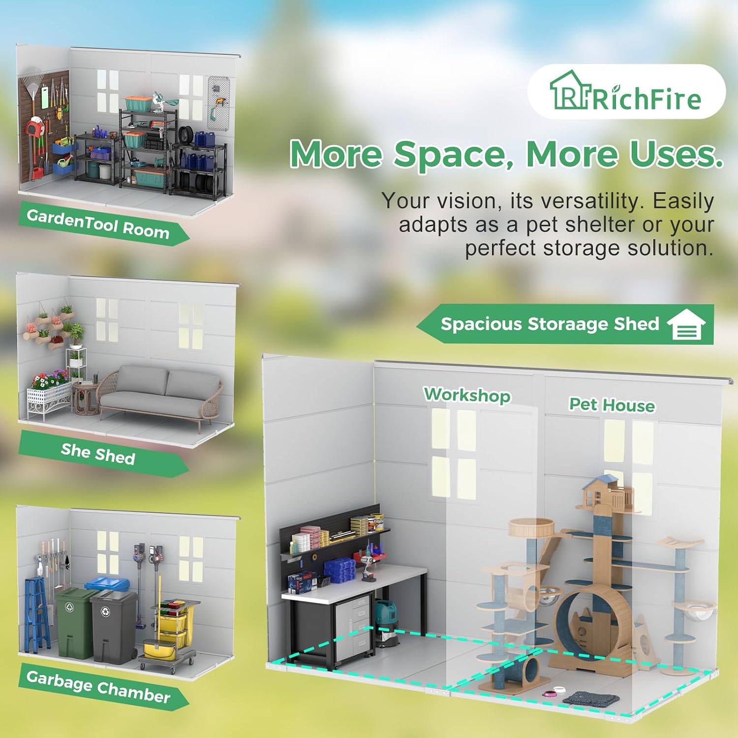 4x8 FT Outdoor Storage Shed with Floor, Upgraded Frame & 16mm Thickened Resin Walls, Space-Saving Lean-to Tool House with 2 Windows & Lockable Single Door for Side Yard