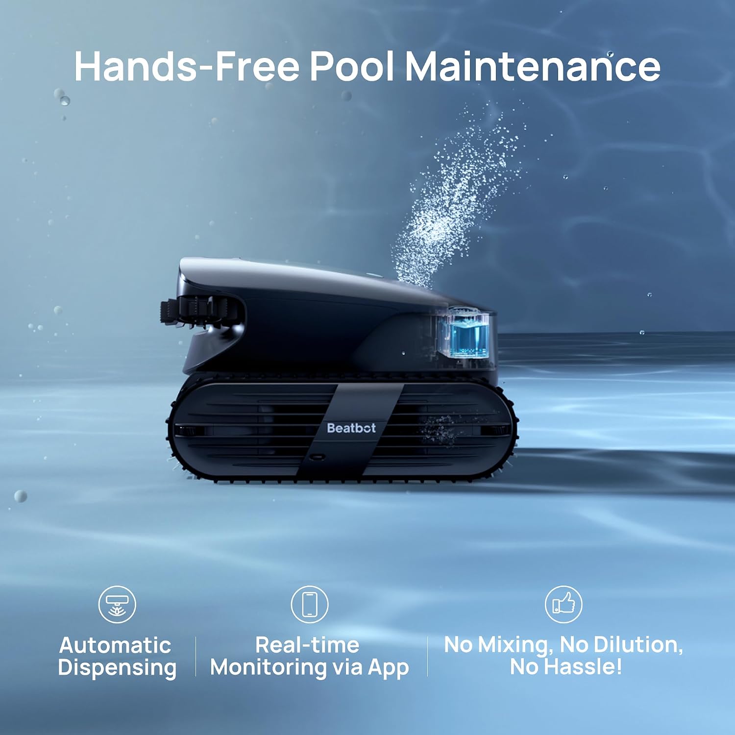 Beatbot AquaSense 2 Ultra Cordless Pool Vacuum Robot with Clarifying Agent Kit-Pool Mapping with AI Camera, 5-in-1 Cleaning, Water Surface Cleaning, Water Clarification, Smart Surface Parking