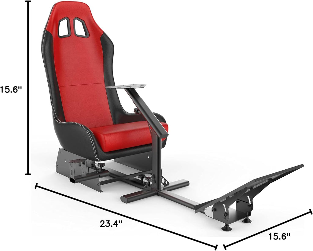 Sim Racing Cockpit with Seat | Compatible with G29 G920 G923 T248X T248 T300RS TX F458 T500RS| Easy to Install Racing Wheel Stand for PS5, Xbox, PC Gaming (Black/Red)