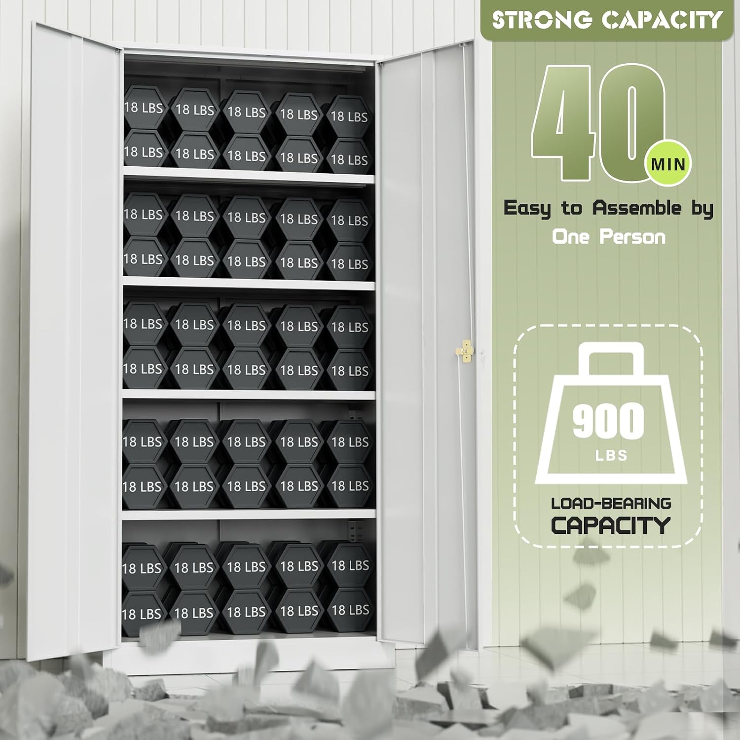 Incbruce 72' H x18 D Patio Metal Storage Cabinet, Outdoor Storage Cabinet with Doors and Adjustable Shelves, Tool Shed for Home, Patio, Office (White)