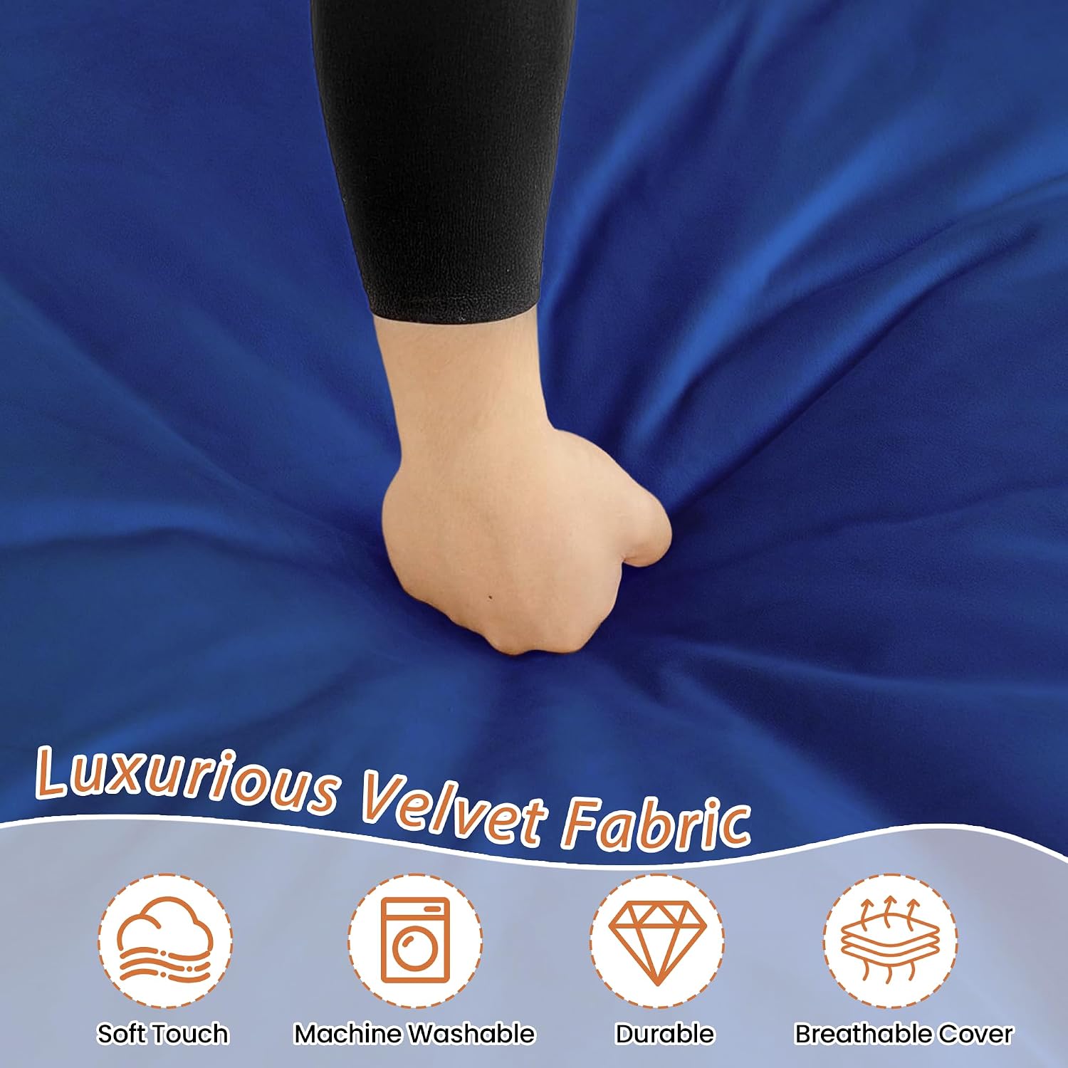 4FT Bean Bag Chair, Bean Bag Chairs for Adults and Kids, Fluffy and Comfy Bean Bag with Velvet Cover, Bean Bag with Memory Foam Filled for Gaming, Living Room, Playroom (Blue)