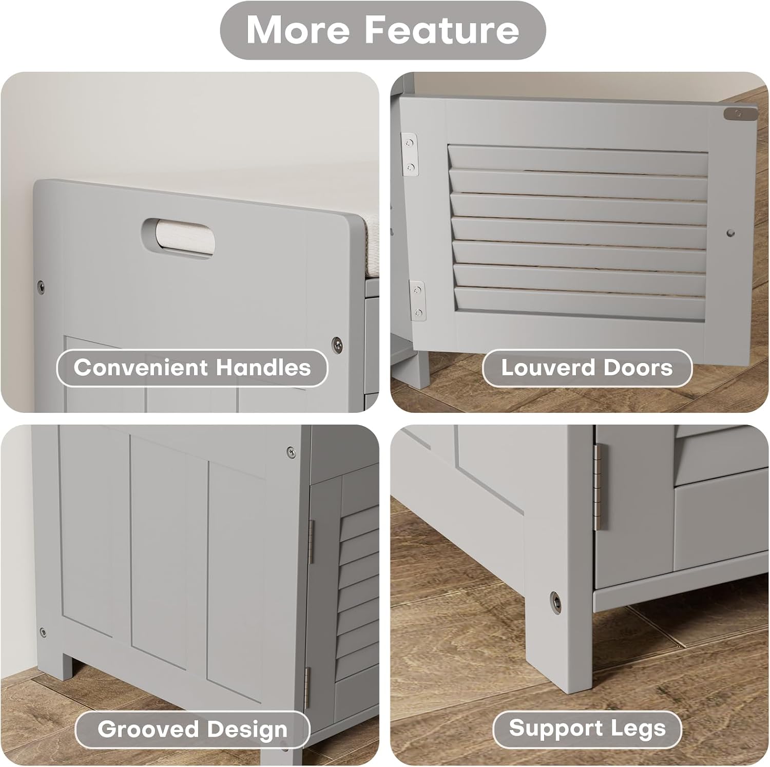 WARMHONIU Shoe Storage Bench with Lift Top Storage, Entryway Bench with Cushioned Seat, Adjustable Shelf, 2 Tier Shoe Rack with Doors for Entryway, Bedroom, Hallway, Mudroom, Grey