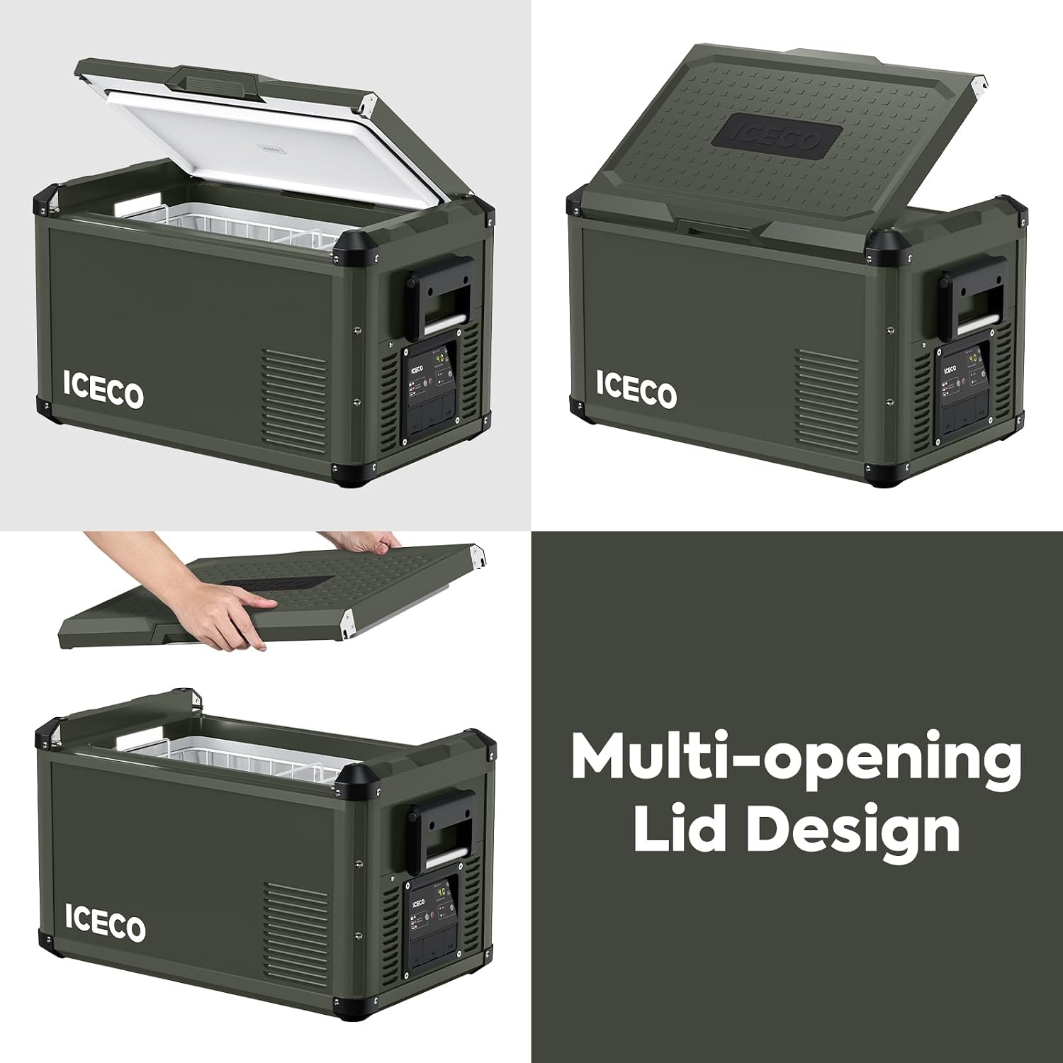 ICECO VL35 ProS 12V Refrigerator, Portable Fridge Freezer with SECOP Compressor, 35L Car Fridge Powered by AC/DC, 0℉-50℉, Electric Cooler for Car, Camping, Home, Travel [Olive Green Edition]