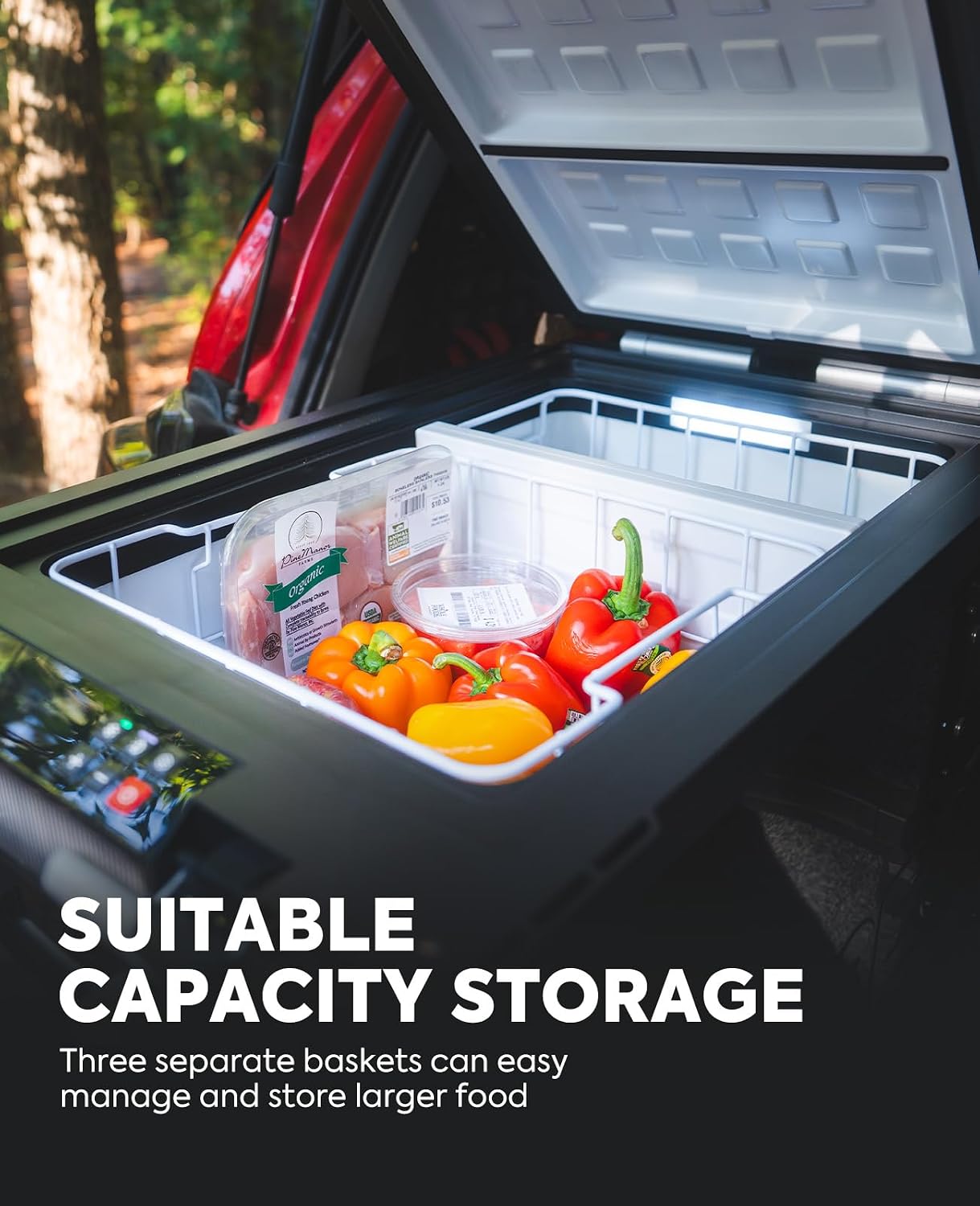 ICECO APL55 Dual Zone Portable Refrigerator Freezer Bluetooth Controlled, 55 Liter 12v refrigerator with SECOP Compressor, DC 12/24V, AC 110-240V, for Truck, Car and Home, -4℉~68℉ (Black)