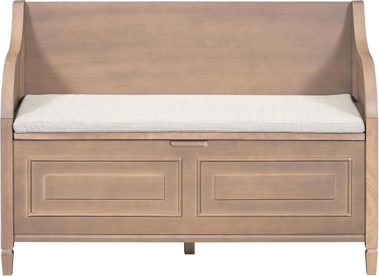 Bellemave Storage Bench with Safety Hinge Wooden Entryway Benches with Shoe Cabinets Under Seat Multifunctional Storage Bench for Entryway, Foyer or a Mudroom (Brown + Beige)