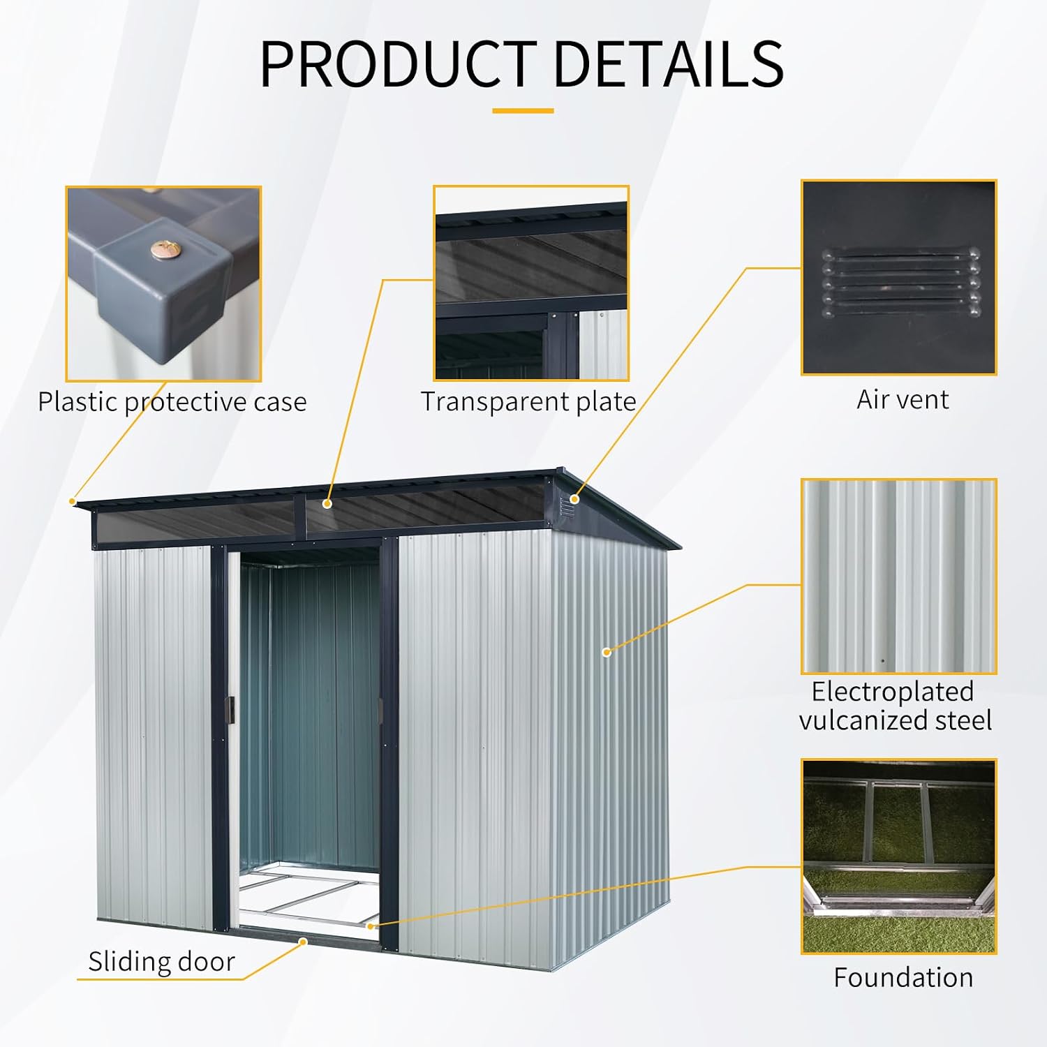 KEIKI 8x6 FT Outdoor Metal Storage Shed with Sloped Roof,Vents and Lockable Sliding Door for Garden Yard Lawn