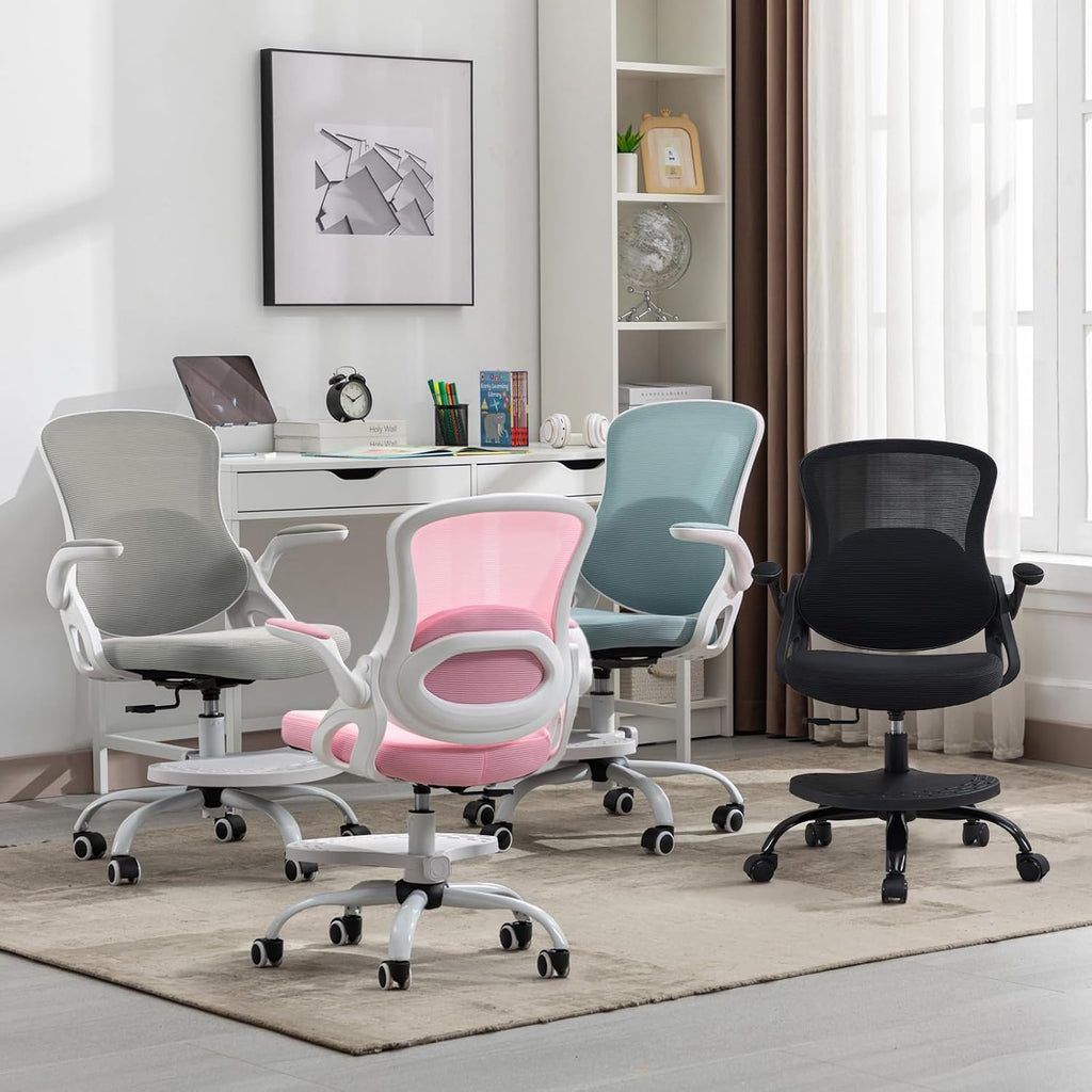 Kids Desk Chair,Ergonomic Study Chair with Adjustable Height,Swivel Mesh Desk Chair with Wheels,Home Office Chair for Children in Home Bedroom Black