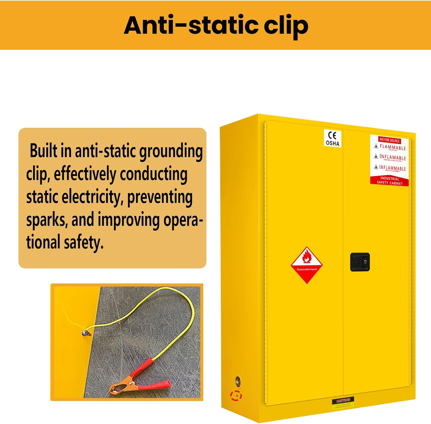272 Gallon Flammable Liquid Storage Cabinet Fireproof Metal Cabinet with 3 Point Lock, Adjustable Shelves for Industrial, Scientific, Warehouse Use