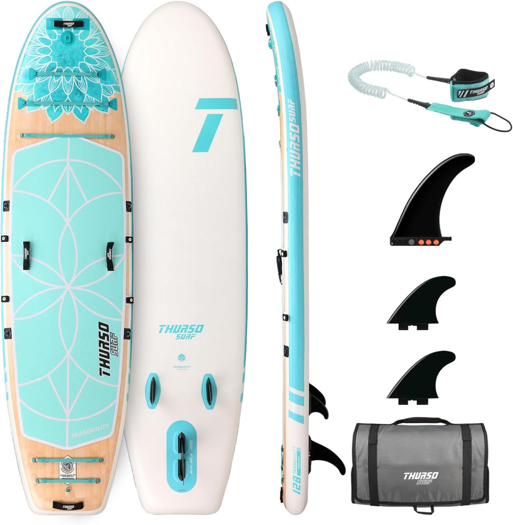 THURSO SURF Tranquility 10 ft 8 Yoga Paddle Board Inflatable Stand Up Paddleboard Yoga/Pilates/Fitness SUP Board | Woven Drop-Stitch | Fusion PVC | Welded Rail | Lightweight & Rigid