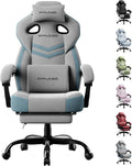 GTPLAYER Gaming Chairs for Adult - Ergonomic Big & Tall Gaming Seat with Footrest & Lumbar Support, Comfortable Office Chair 90-155° Reclining - Heavy Duty Wide Computer Seat, Grey
