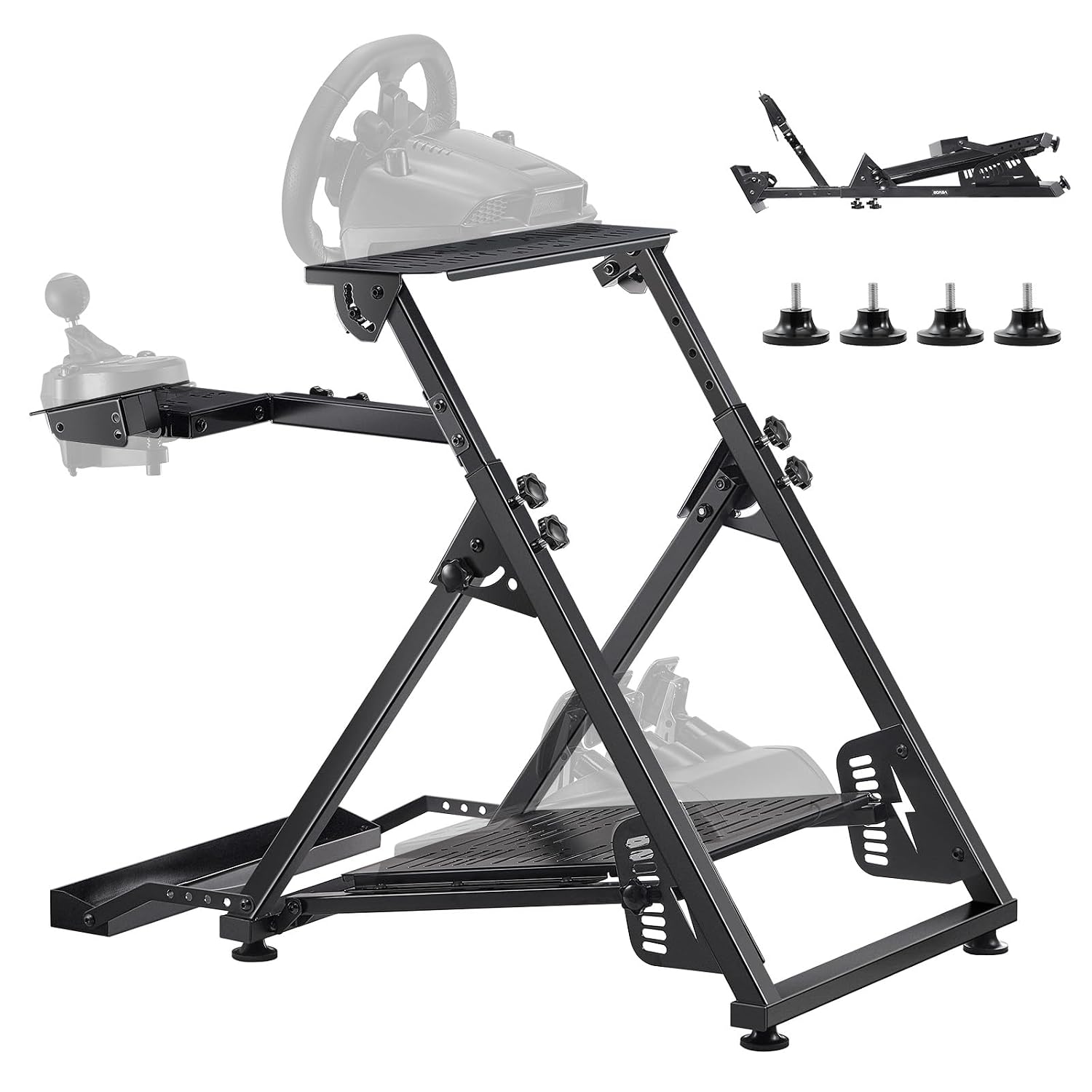 VEVOR Racing Wheel Stand, Adjustable & Foldable Simulator Stand for Logitech G923 G920 G29 G27, Thrustmaster T300RS TX F458 T500RS T3PA-PRO(F1/GT) Gaming Cockpit,Pedals Simulator NOT Included