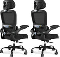 TRALT Office Chair Ergonomic Desk Chair, 330 LBS Home Mesh Office Desk Chairs with Wheels, Comfortable Gaming Chairs Black, Pack of 2