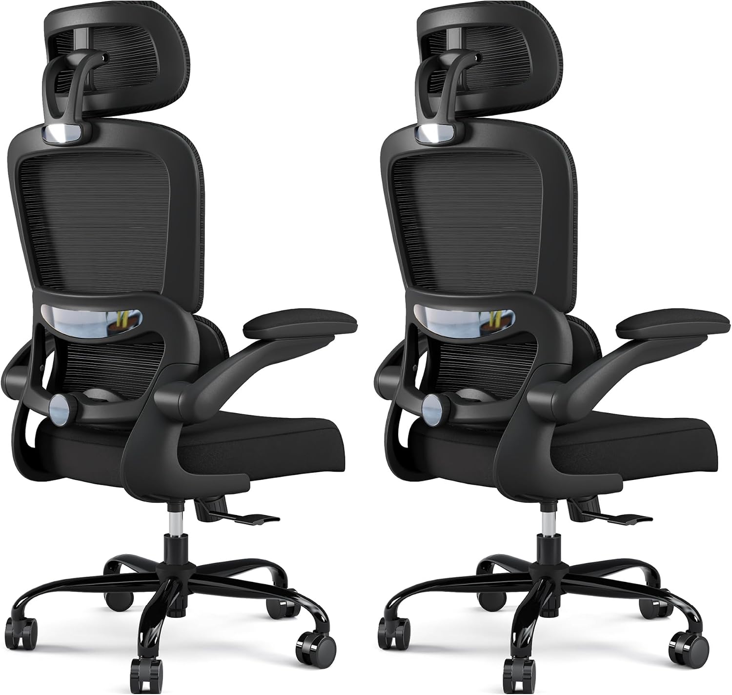 TRALT Office Chair Ergonomic Desk Chair, 330 LBS Home Mesh Office Desk Chairs with Wheels, Comfortable Gaming Chairs Black, Pack of 2