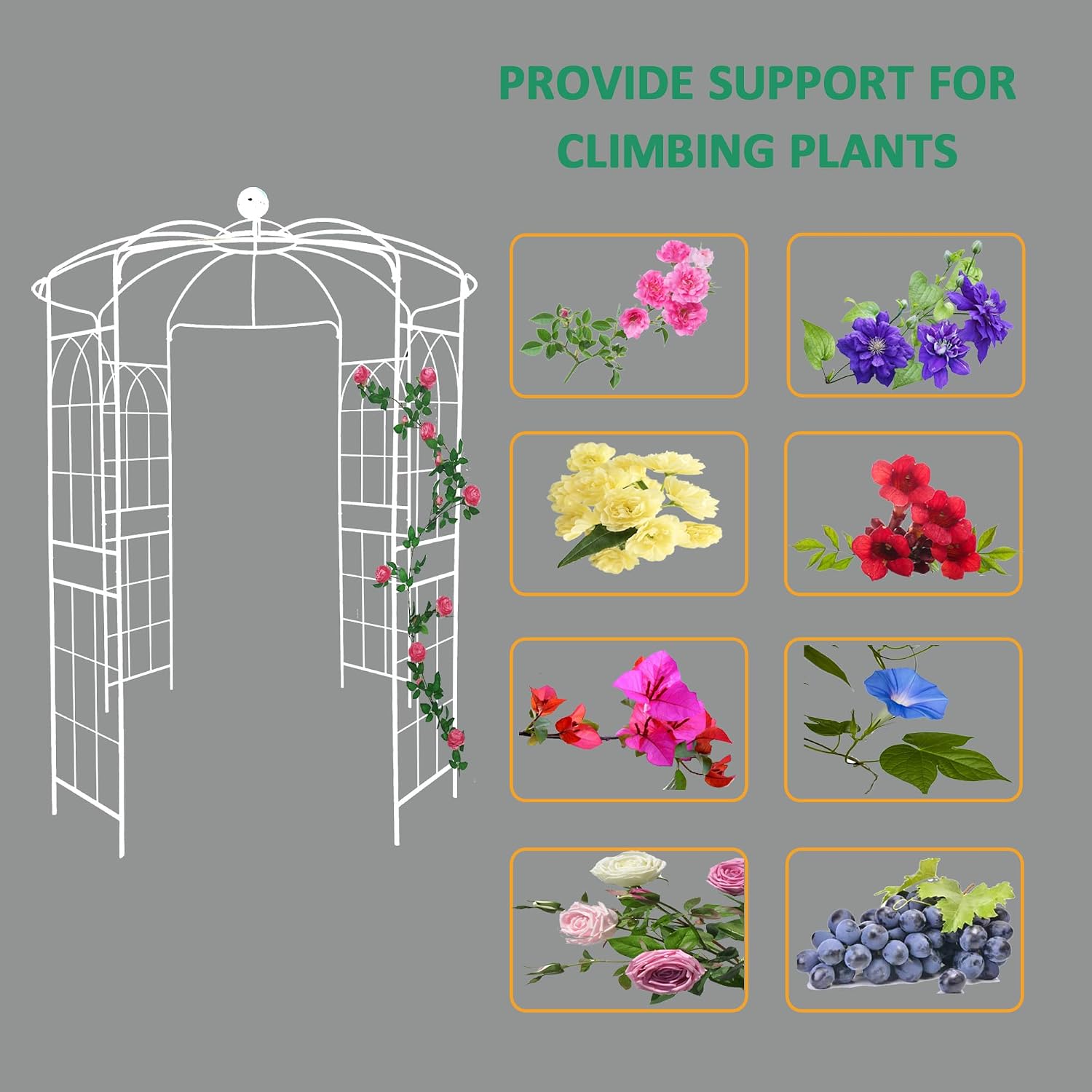 Metal Garden Arch Birdcage Pergola, 6.8ft Diameter x 9.5ft High Outdoor Iron Garden Arbor for Wedding Ceremony, Yard, Patio, Gazebo Pavilion (Cream White)