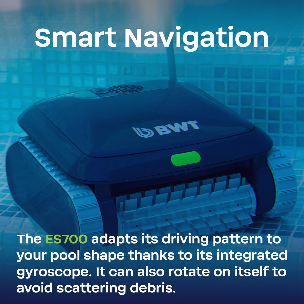 BWT ES700 Robotic Pool Cleaner for In-Ground Pools, Cleans Floor, Walls & Waterline, 2-Hour Cycle, 46ft Cable, Easy-to-Use Pool Vacuum