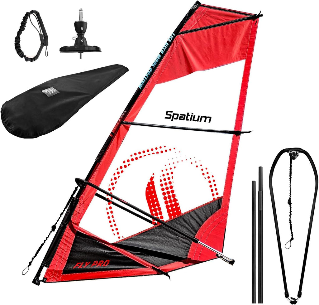 Spatium Paddleboard Sail Inflatable Windsurfing Board and Sail 5m²/6m² Inflatable Windsurf Sail with Sail Board for Newbie Friendly Windsurfer