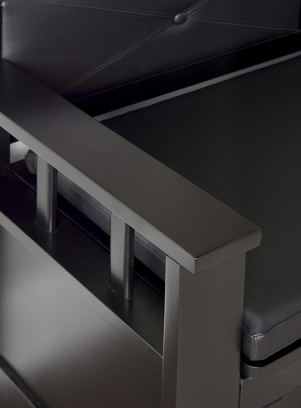 Linon Carlton Padded Bench, 44.5'W x 17'D x 30'H, Black