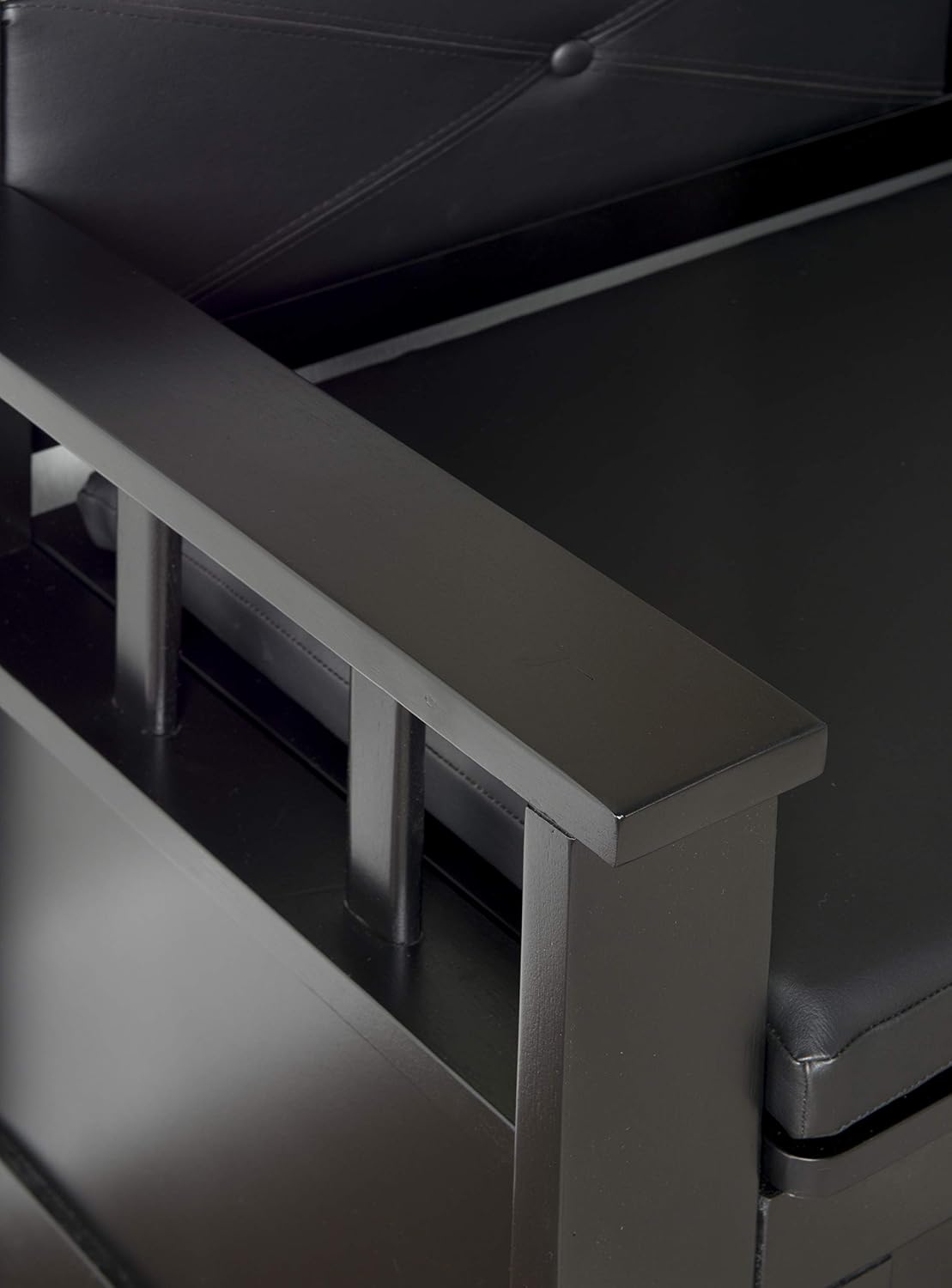 Linon Carlton Padded Bench, 44.5'W x 17'D x 30'H, Black