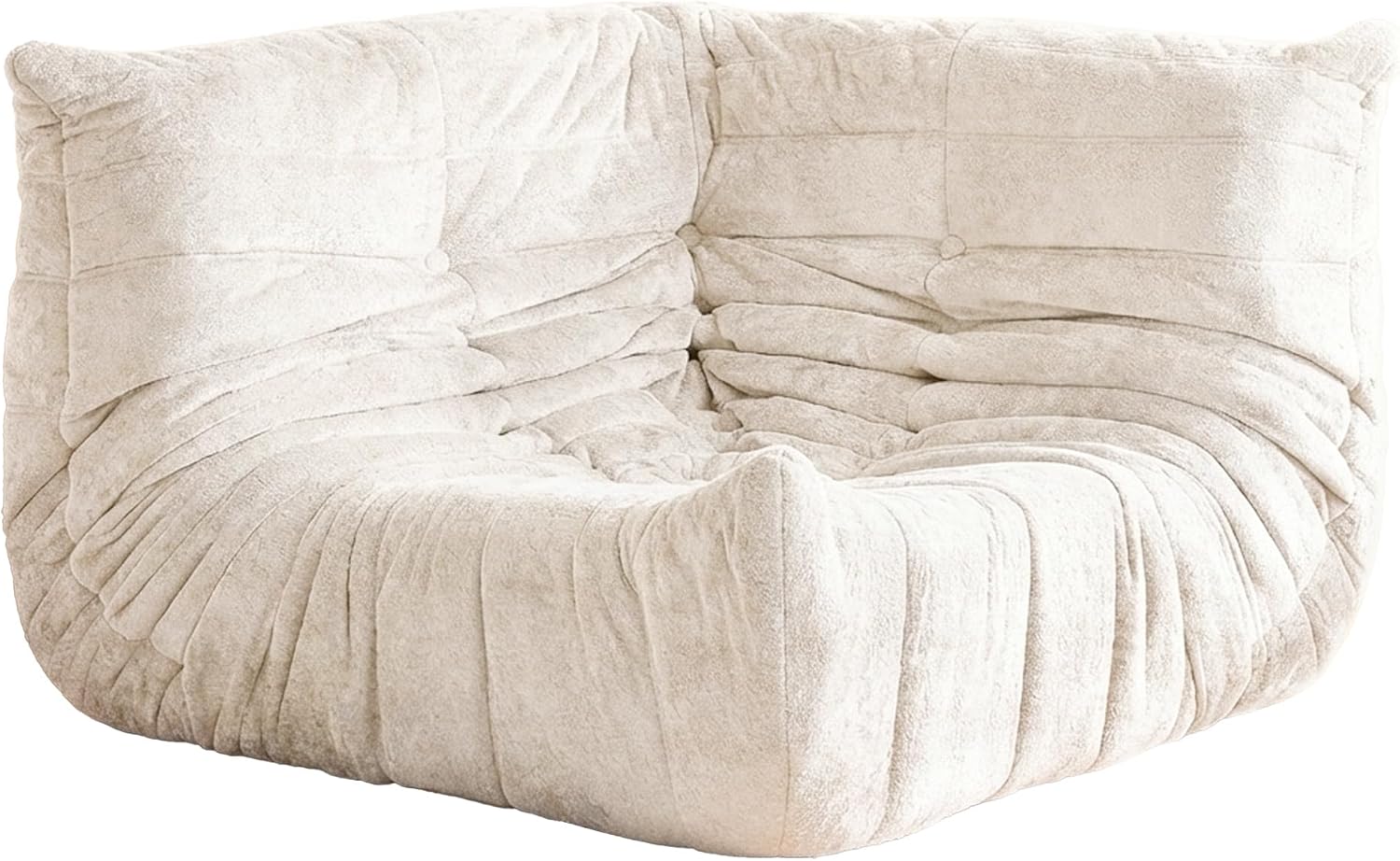 Bean Bag Chair, Memory Foam Bean Bag Chairs for Adults, Fireside Corner Chair Lazy Floor Corner Sofa for Living Room, Bedroom, Dorm, Office(Beige)