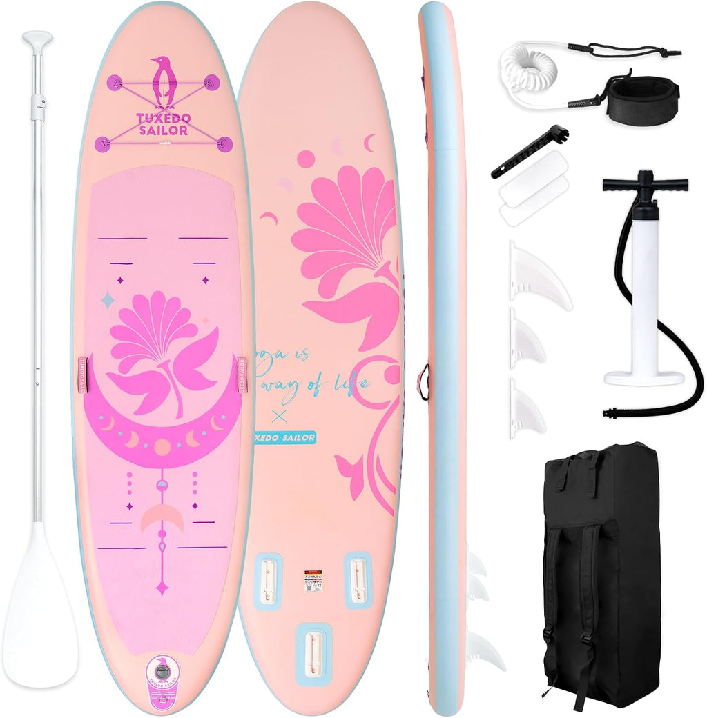 Tuxedo Sailor 10'6'/11' Inflatable Stand Up Paddle Board with SUP Accessories, Anti-Slip EVA Deck and Large Fin, Paddle Boards for Adults & Youth of All Skill Levels