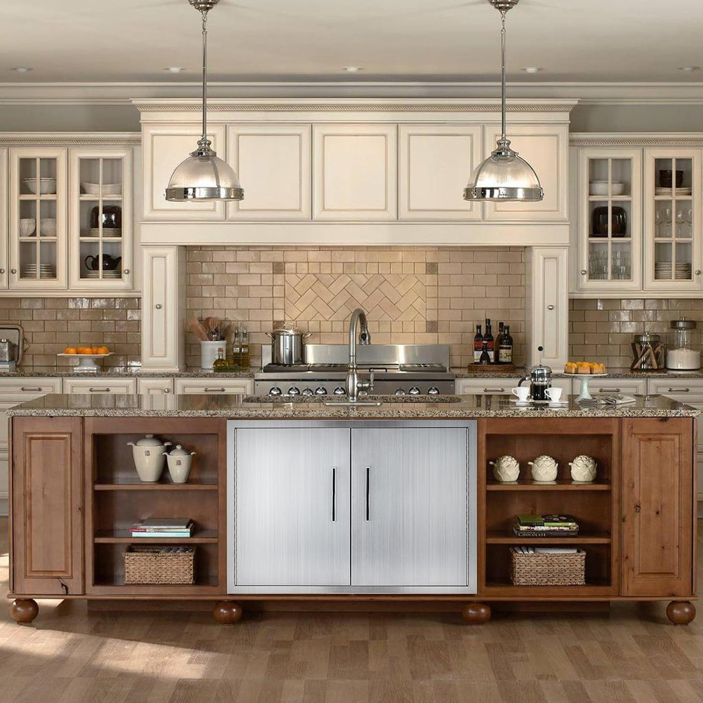 Double Door Dry Storage Pantry, 30' Stainless Steel Cabinet Storage for Outdoor Kitchen, BBQ Island, Patio Grill Station