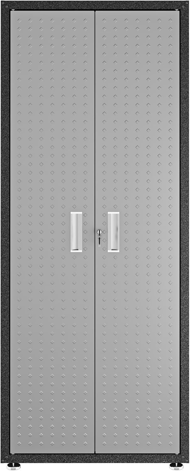 Manhattan Comfort Fortress Standing Cabinet Storage, Black/Gray