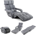 Giantex Foldable Lazy Sofa Bed, 6-Position Adjustable Floor Chair Chaise Lounge with Armrest and Footrest, Padded Gaming Recliner for Reading Living Room Bedroom Indoor (Gray)