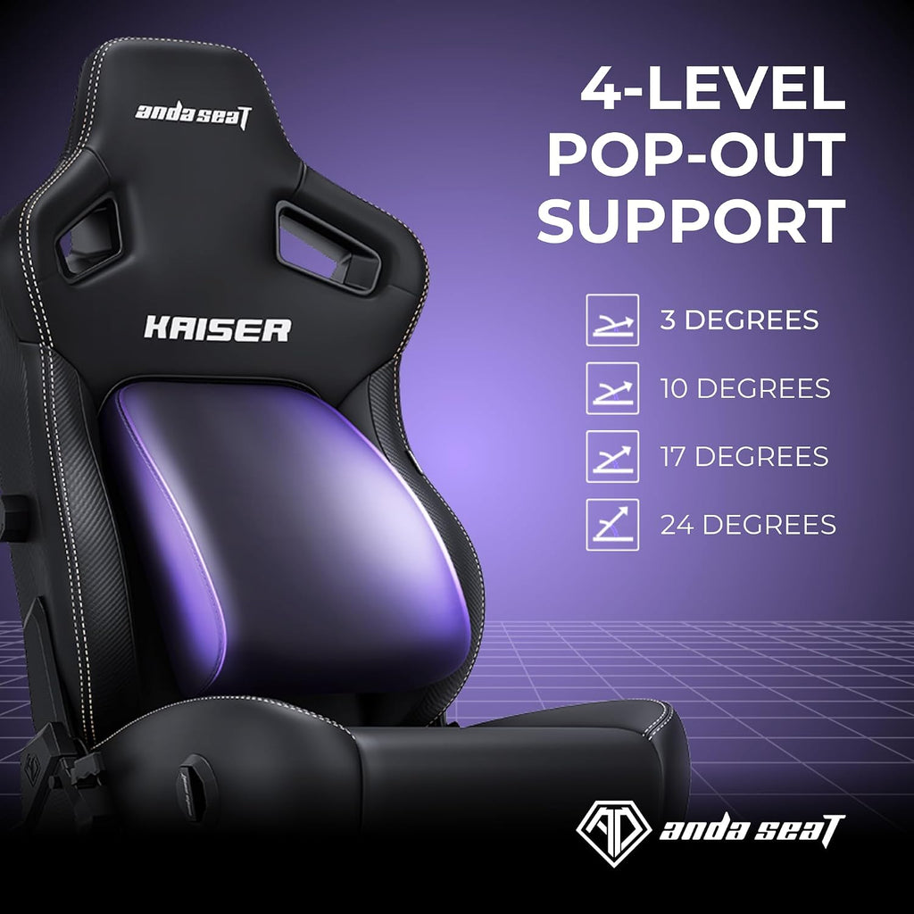 Anda Seat Kaiser 4 Large Gaming Chair for Adults - Ergonomic Black PVC Leather Gaming Seat with 6D Armrest, Comfortable Office Chair with Lumbar Support, Heavy Duty Wide Computer Seat