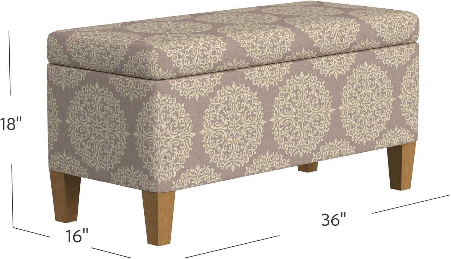 HomePop Drake Large Decorative Storage Bench -Brown Medallion
