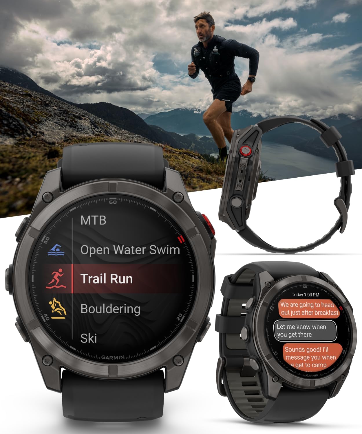 Garmin Fenix 8 Pro 51mm AMOLED Sapphire Premium Connected Multisport GPS Smartwatch, inReach Technology, Carbon Gray DLC Titanium w/Black Silicone Band with White Earbuds Bundle