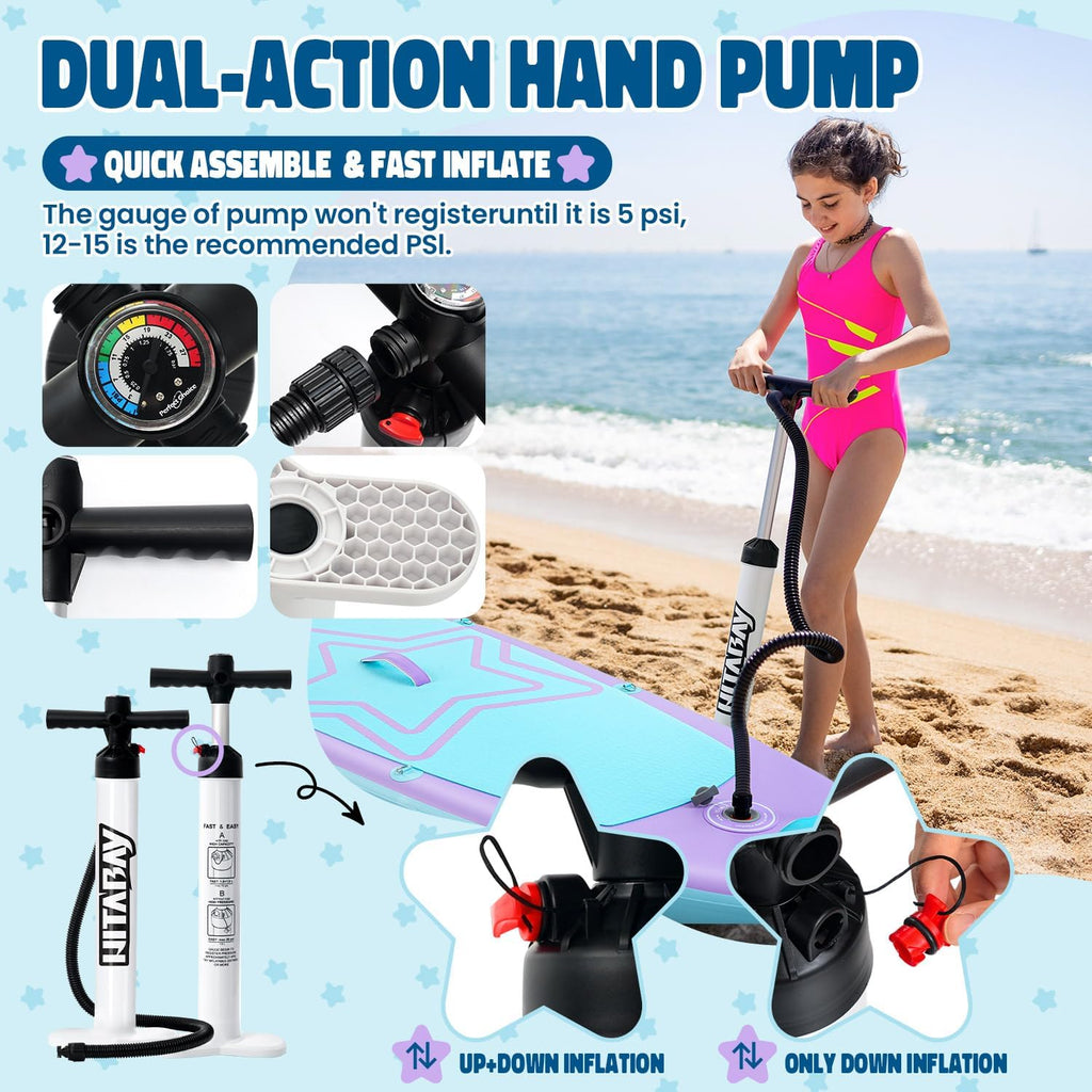 Kids Paddle Board with SUP Accessories, Child Paddle Board Durable, Lightweight, Stable Design, Wide Non-Slip Deck, 7ft 7.6ft 8ft 9.6ft Inflatable Paddle Boards for Kids & Youth