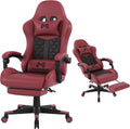 Gaming Chair,Computer Chair with Footrest and Lumbar Support,Breathable PU Leather,4D Lumbar Support and Headrest,360 Degree Swivel Chair with Adjustable Ergonomic Backrest for Adults(RED)