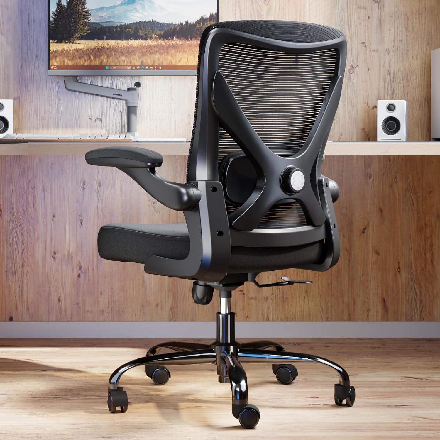 Ergonomic Office Chair with Lumbar Support - Adjustable Computer Desk Chairs for Home Office, Gaming, and Work - Comfortable and Supportive Desk Chairs for Adults (Black)